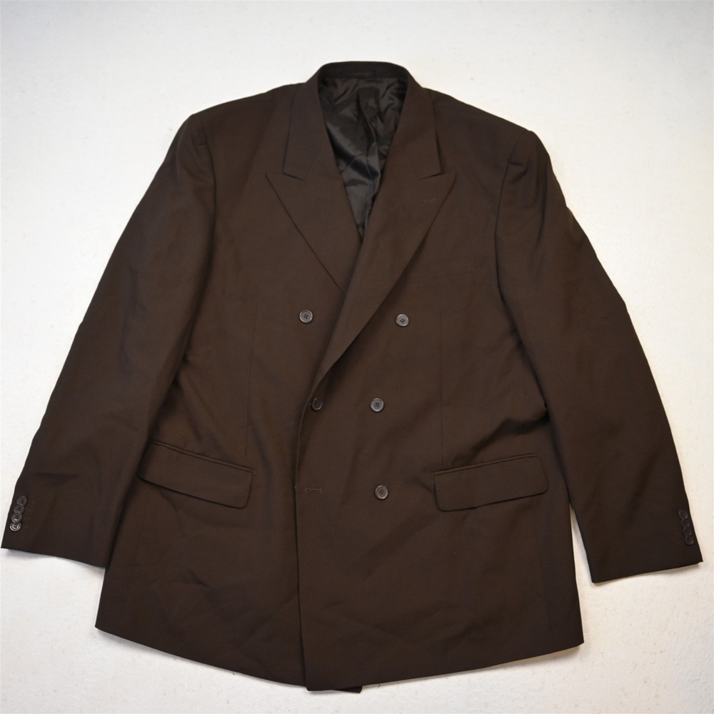 Lucci Collezione 48L Brown Double Breasted Mens Blazer Suit Jacket Sport Coat